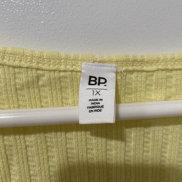 BP Women's Yellow Lettuce Hem Snap Crop top - Picture 2 of 3